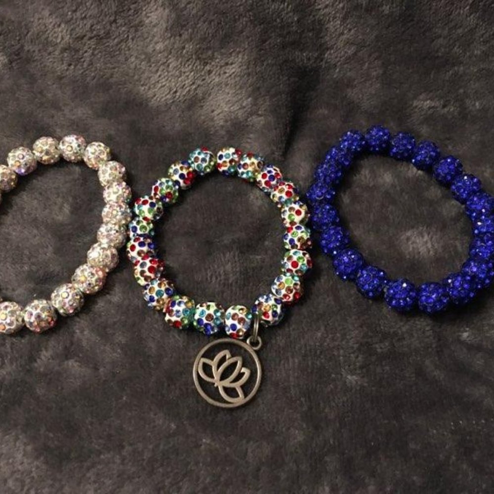 10mm Crystal Pave Disco Beads ( Set Of 3)